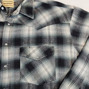 BIT BRIDLE Plaid Flannel Western Shirt Snap Buttons 2XT Cotton Long Sleeve